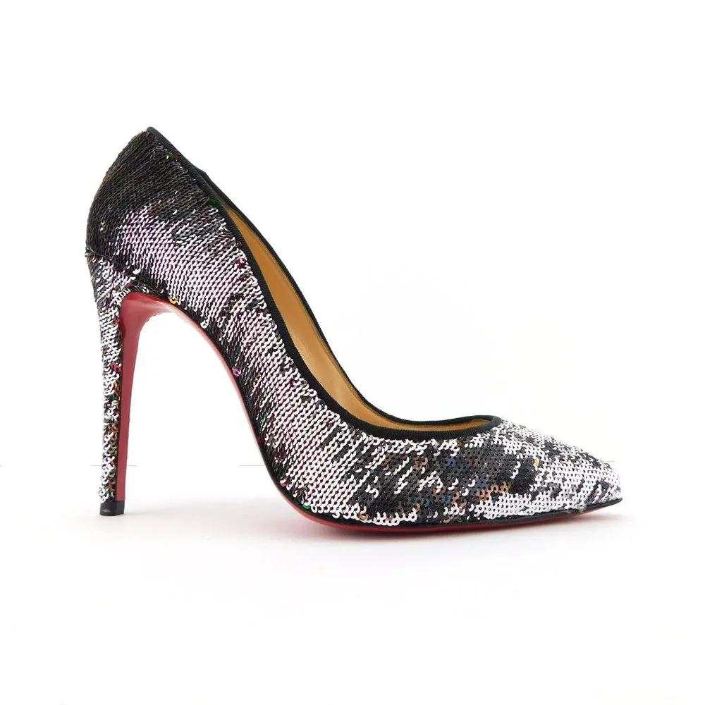 CHRISTIAN LOUBOUTIN Reversible Sparkly Sequin Heel Pumps 37 - Picture 2 of 10